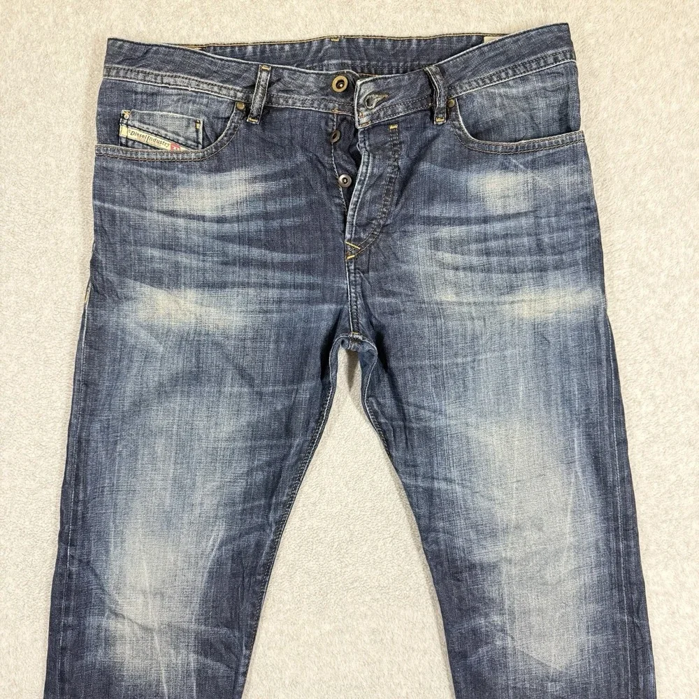 Diesel BUSTER Regular Slim Tapered Jeans Mens 34x32 Blue Medium Wash Denim 0831Q